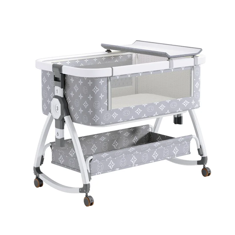 Crib removable crib portable foldable multifunctional bb bed newborn crib splicing bed