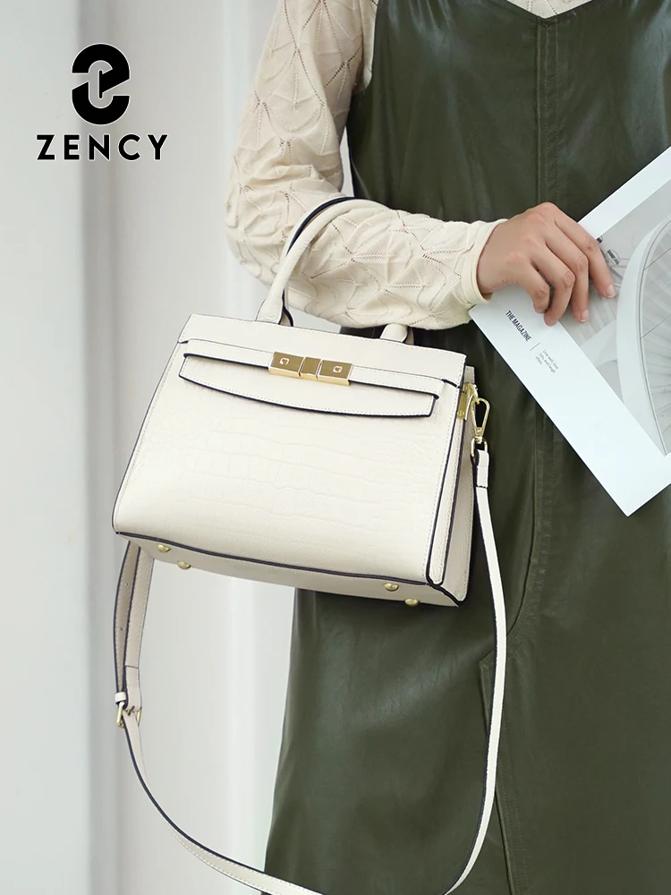 Zency Women Luxury Designer Bag Genuine Leather Top-handle Bag For Work Fashion Handbag Crossbody for Mom Wife Girlfriend Sac