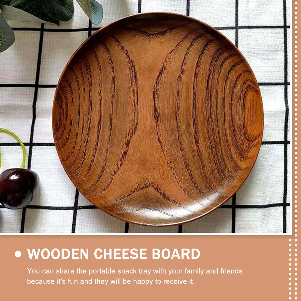 

Small Round Wood Serving Tray Fruit Plate For Dessert Snack Cake Appetizer Charcuterie Board Wooden Tableware Kitchen Bar
