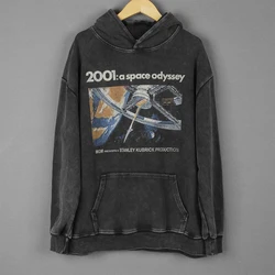 2001 A Space Odyssey T-Shirt Stanley Kubrick 60S Sci-Fi Movie Retro Washed Cotton Style Loose Long Sleeves Casual Hooded Clothes