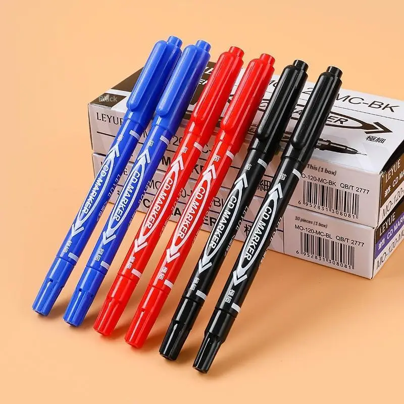 Dual Tip Permanent CD Markers Waterproof Fast Dry Ink 3 Color Options For Office School Writing Craft Labeling