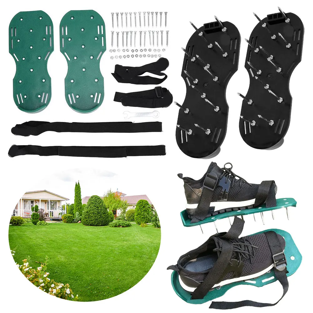 

Gardening Walking Garden Yard Grass Cultivator Scarification Aerator Nail Shoes with Adjustable Strap Gardening Aerator Sandals