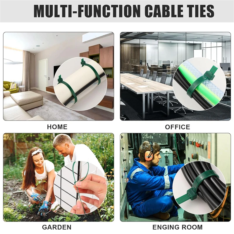 Self-Locking Nylon Wire Cable Zip Ties Multi-Purpose Cord Cable Ties Strap Fastening Loop Reusable Wire Wrap for Home Office