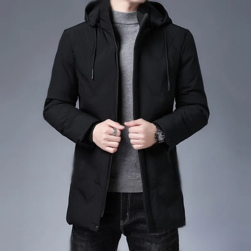 Parkas cálidas de lana para hombre, abrigos de invierno, chaquetas casuales de moda, cuello desmontable