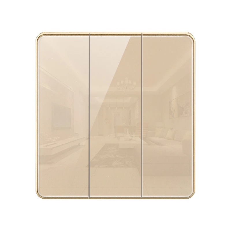 86X86MM Tempered Glass Wall Switch Socket EU FR UK Standard USB Charging Port 10A/13A 250V 1/2/3/4 Gang Crystal Panel