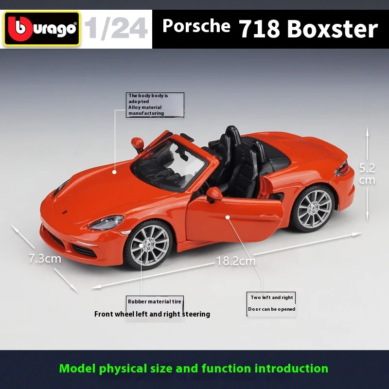 Porsche Porsche 718 Boxster roadster è più alto 1:24 degli Stati Uniti e il modello di auto in lega di simulazione raccoglie regali.