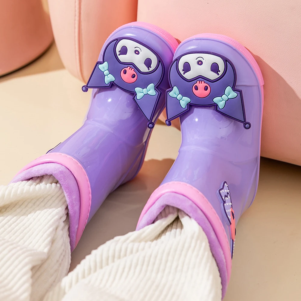 Kids Rain Shoes Sanrios Hello Kitty Kuromi Cinnamoroll Anime Kawaii Cartoon Rubber Boots Girls Waterproof Non-Slip Water Shoes