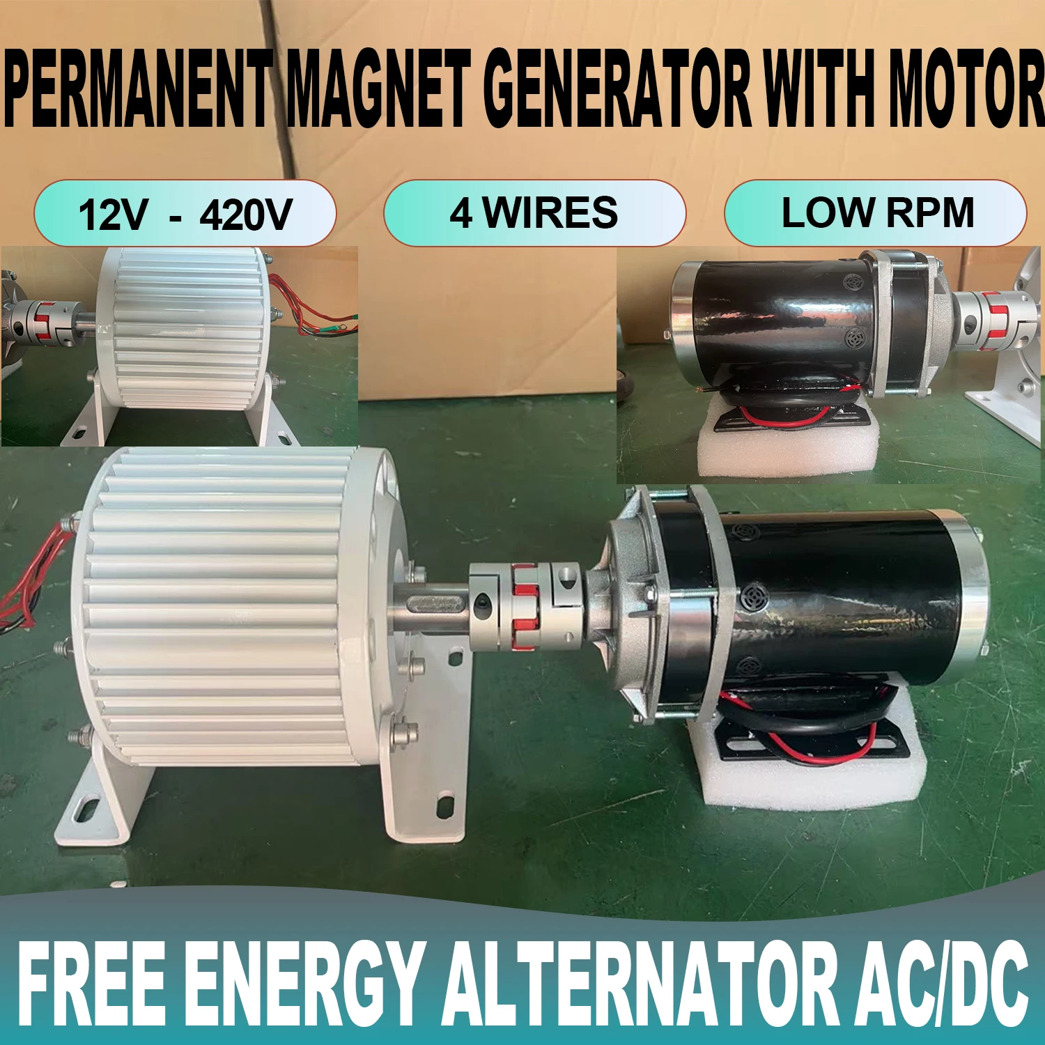 Home Use Three Phase Permanent Magnet Generator AC 24V 48V 96V 110V 220V 380V Alternators 10KW 20KW 30KW 60KW 18KW With DC Motor