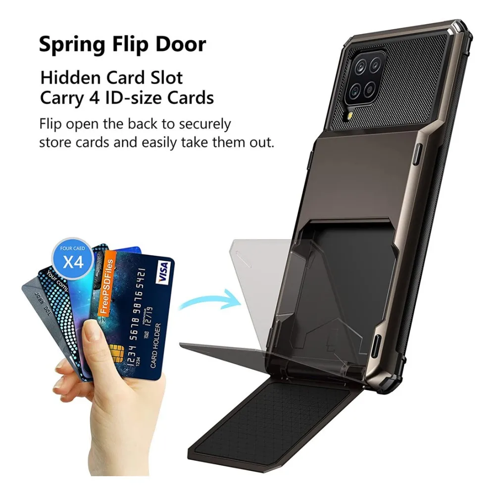 Wallet 4-Card Slot Credit Phone Case For Samsung Galaxy A12 Case Cover Samsung A12 A125F A125 Card Holder Cover For A12 Funda