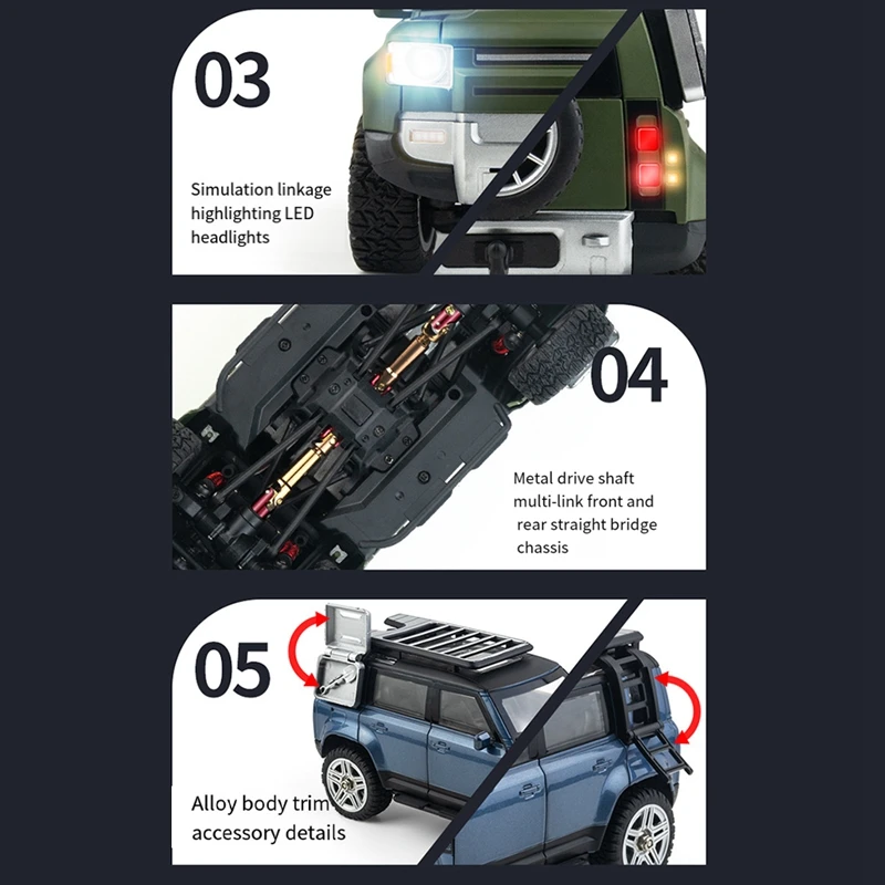 1 ชุด 1:24 SG2402 RC รถ 2.4 Ghz พลาสติกรีโมทคอนโทรล All-Terrain LED Light Off-Road รถบรรทุกของเล่น RC รถสีเขียว