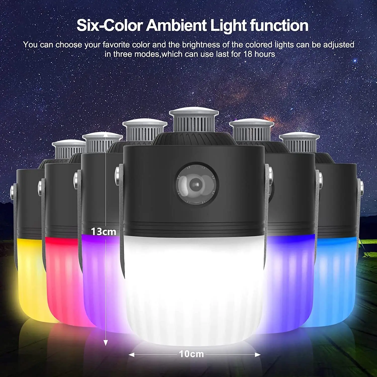 Outdoor LED Camping Lights 1200LM Rechargeable Portable 6 Color Aromatherapy Camping Lantern  IPX54 Waterproof Emergency Light