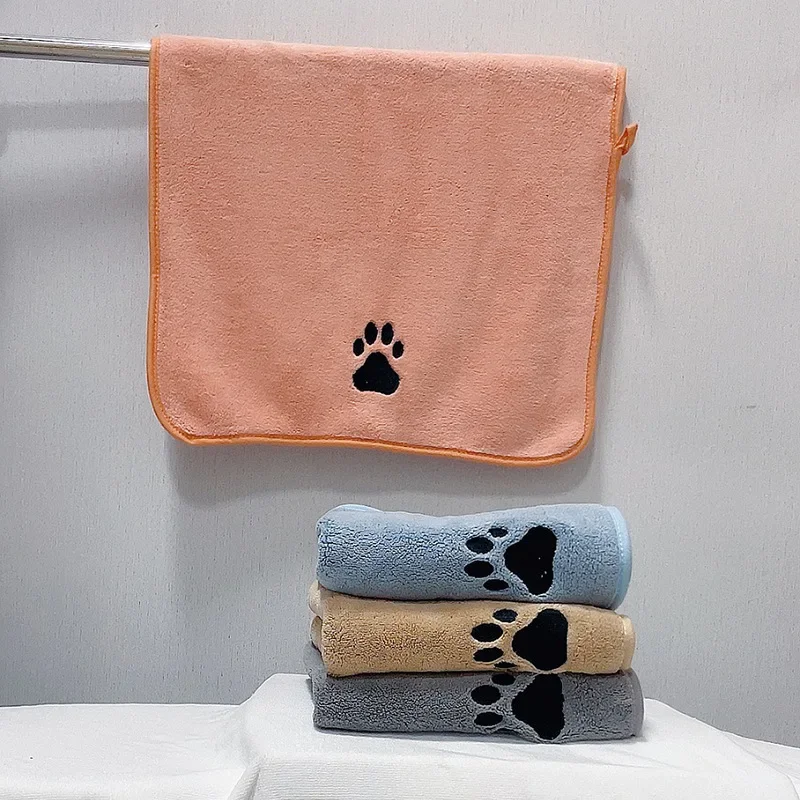 Coral fleece pet foot towel hand-inserted pet towel, dog and cat quick-drying bath towel