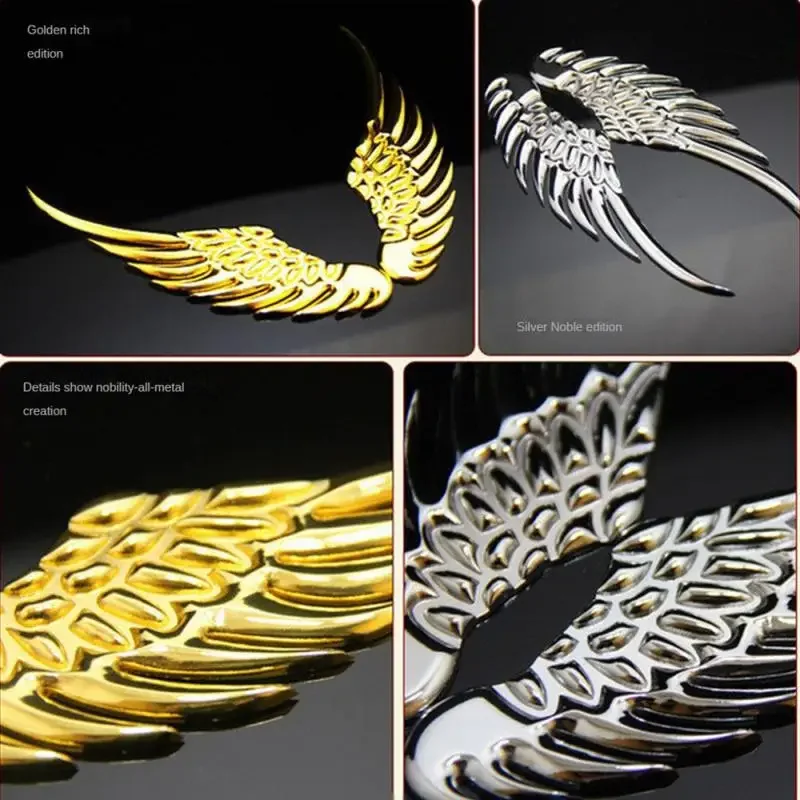 Car Auto Sticker 3D Stereo Metal Angel Wing Moto Decoration with Decals Emblem Chrome Auto 3D Big Sticker Exterior Decal