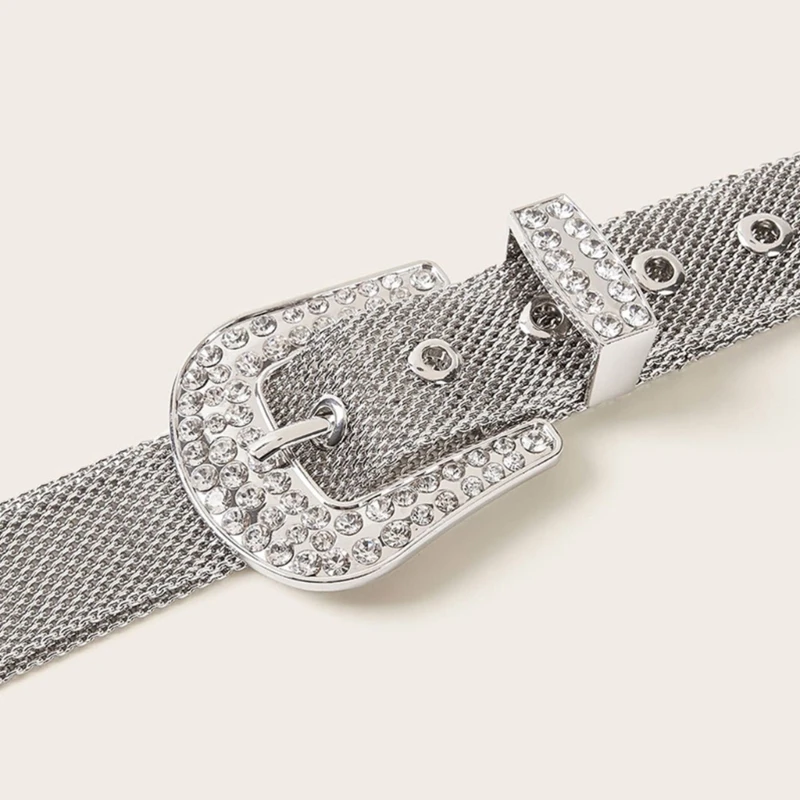 

Punk Metal Adult Waist Belt Luxurious Waist Belt Fashion Belts Adjustable Pin Buckle Belt for Nightclub