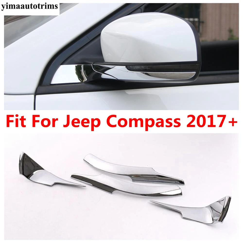 

Side Door Rearview Mirror Rubbing Strip Decoration Sequins Cover Trim For Jeep Compass 2017 - 2024 Chrome Accessories Exterior