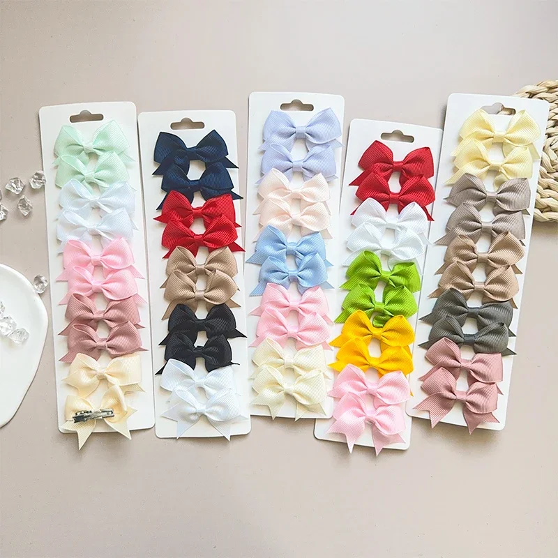 Pince à cheveux avec nœud en ruban coloré Macaron, 10 pièces/carte, Mini alliage pour fille mignonne, accessoire pour cheveux Non endommagé, cadeau pour enfants