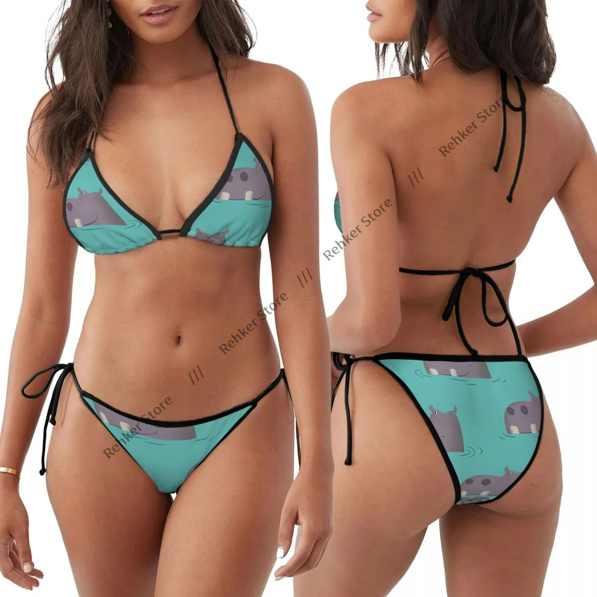 

Женский купальник, сексуальный комплект бикини, купальник, бегемот, улыбающийся в воде, купальный костюм из двух предметов