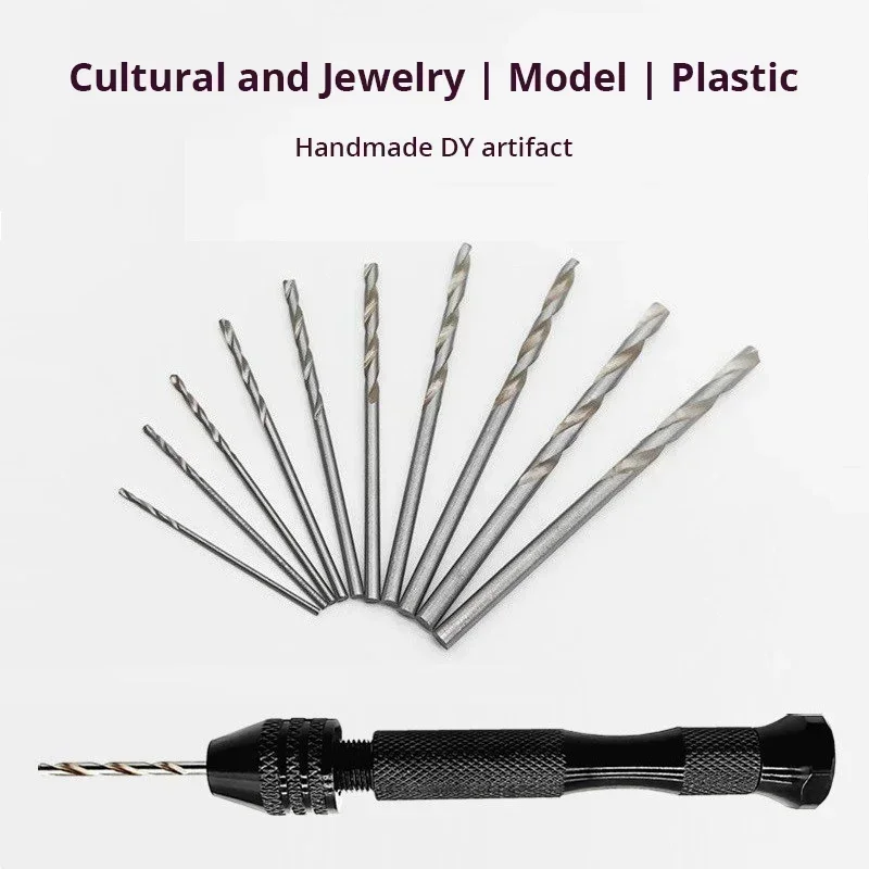 Mini-Werkzeugset mit schwarzem Hand-Spiralbohrer, 10-teilig, gebratener Teig-Spiralbohrer für Holzbearbeitung, Bohren, rotierende Holzlöcher, Werkzeuge – Detail 1