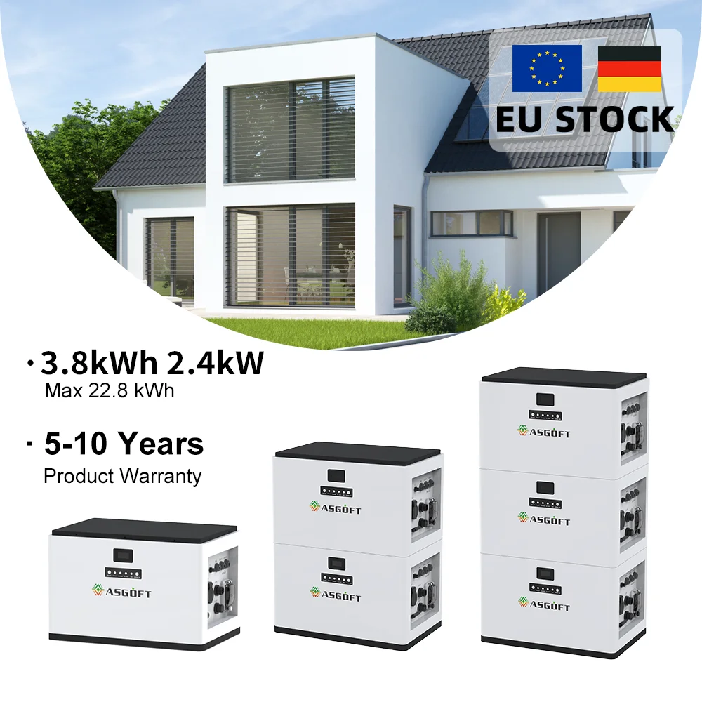 

German Stock 3800WH LiFePO4 Battery 3.8kWh 2400W Hybrid Grid Balcony Storage Solar Home Energy System IP65 CAN CE IEC EN