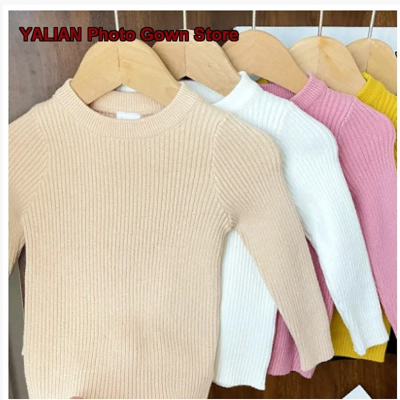 Girls Knit Top Infant Autumn Winter Round Neck Ribbed Pure Cotton Base Layer Top Soft Skin-Friendly Baby