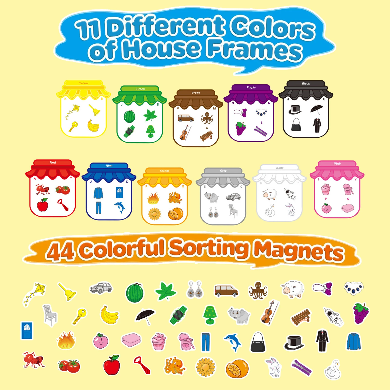 Montessori Magnetic Stickers Fridge Magnets-Color Sorting Toys for Toddlers 1-3 Color Craft Magnets