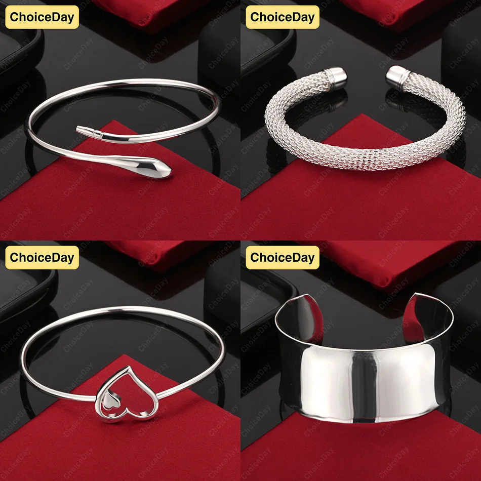 

ChoiceDay 925 Sterling Silver Delicate Smooth Heart Bracelet Women Engagement Jewelry Accessories Gift