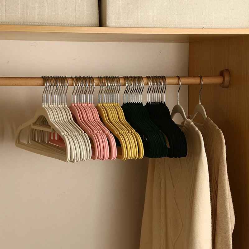 10Pcs Clothes Velvet Hanger Non-slip Flocked Trouser Skirt Hanger Wardrobe Space Saving Organizer Hangers for Adults Children