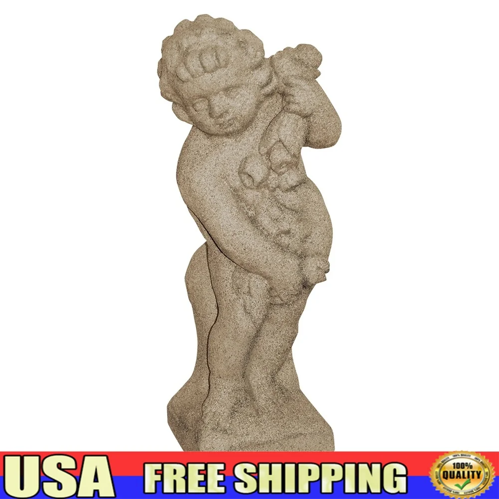 

Cupid Statue Lightweight Resin Decorative Statuary Natural Stone Appearance Garden Patio Lawn Outdoor Landscape
