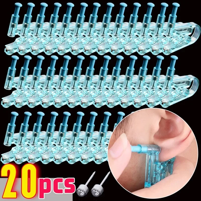 20 adet Tek Kullanımlık Steril Kulak Delme Tabancası Seti Asepsis Sağlıklı Güvenlik Burun Küpe Delici Makinesi Kulak Çıtçıt göbek takısı Araçları
