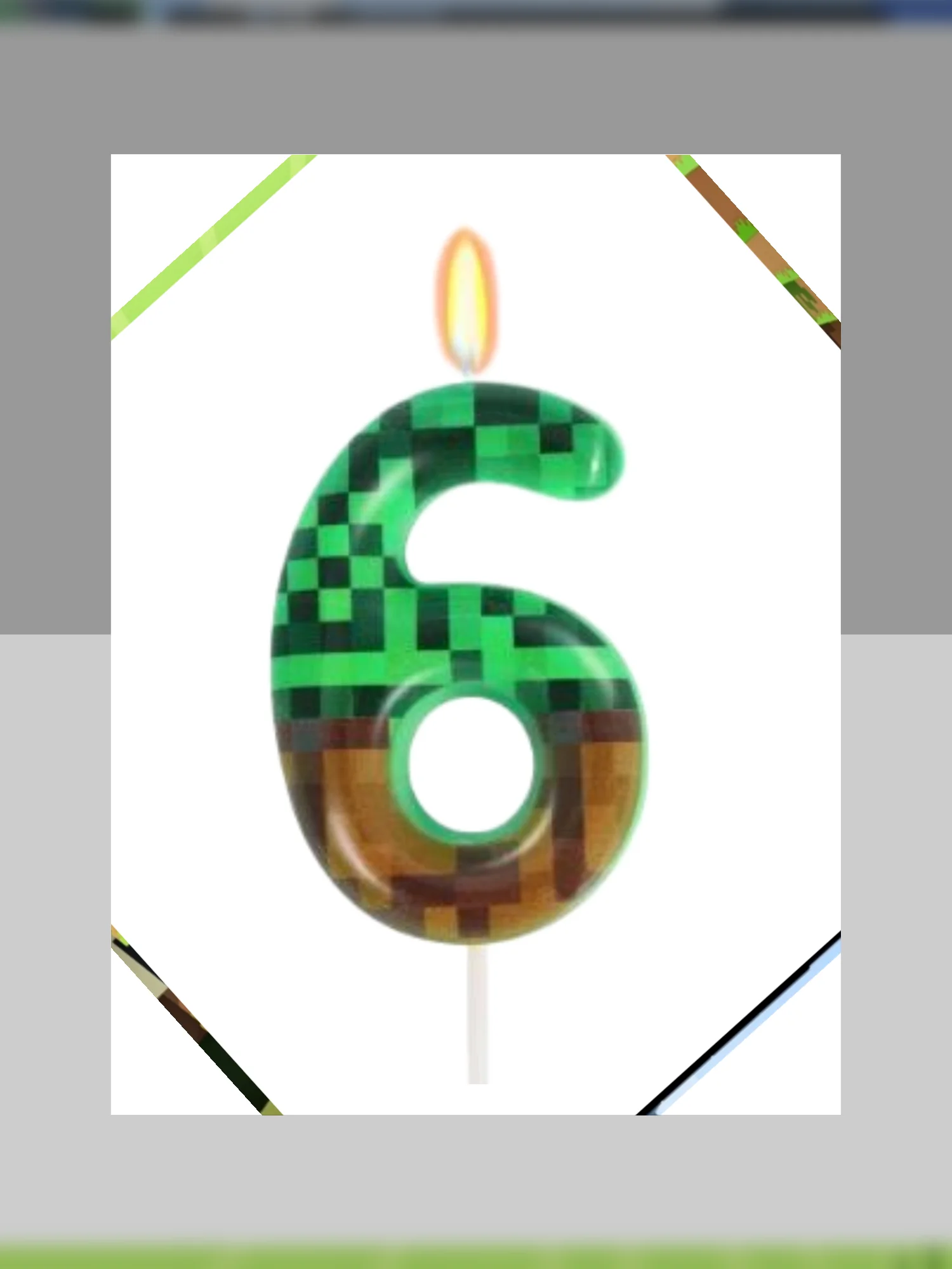 1Pcs Green Brown Pixel Square Digital Candle Number 1 To 16 Vintage Game Block Cake Topper Birthday Party Ornament