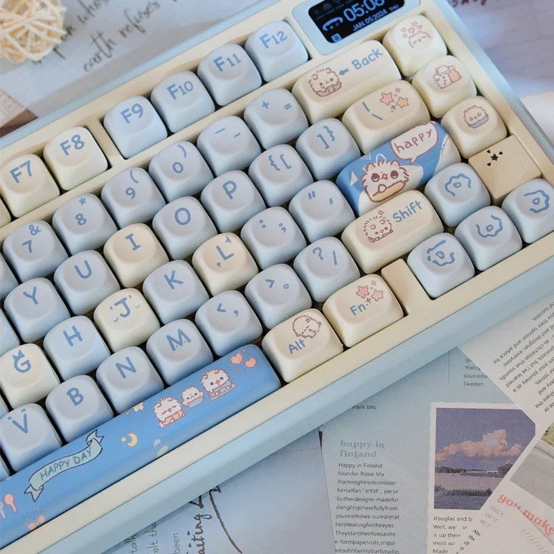 98Keys Lovely Mechanical Keycaps MOA PBT Keycaps  Desktop Computer Keycaps For61/63/64/68/75/82/84/87layouts