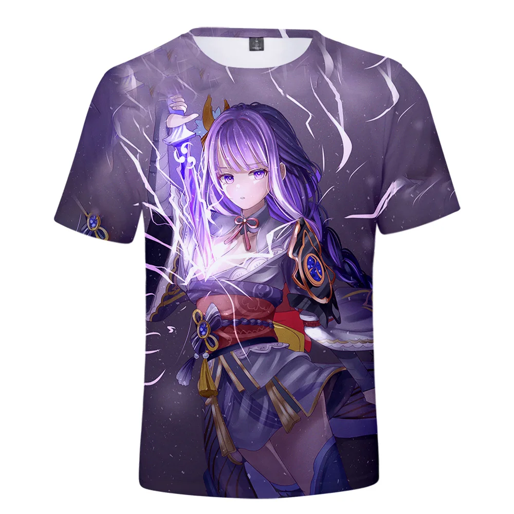 Genshin Impact Raiden Shogun T-shirt 3D Print Summer Men Women Short Sleeve T-shirt Streetwear Kids Tshirt