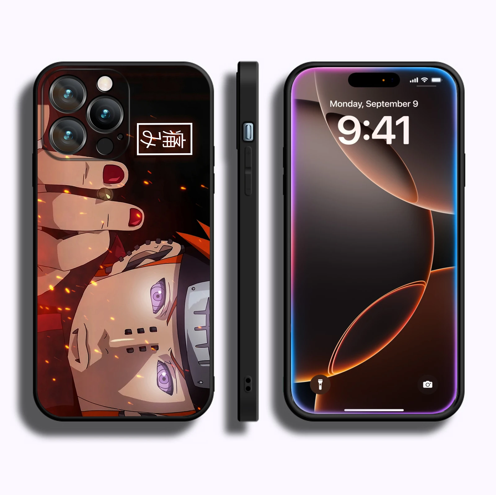 MINISO Phone Case for iPhone 16 Pro Max Soft Silicon Anime PAIN Akatsuki Phone Case for iPhone 16 15 14 13 12 11 Pro Max Plus