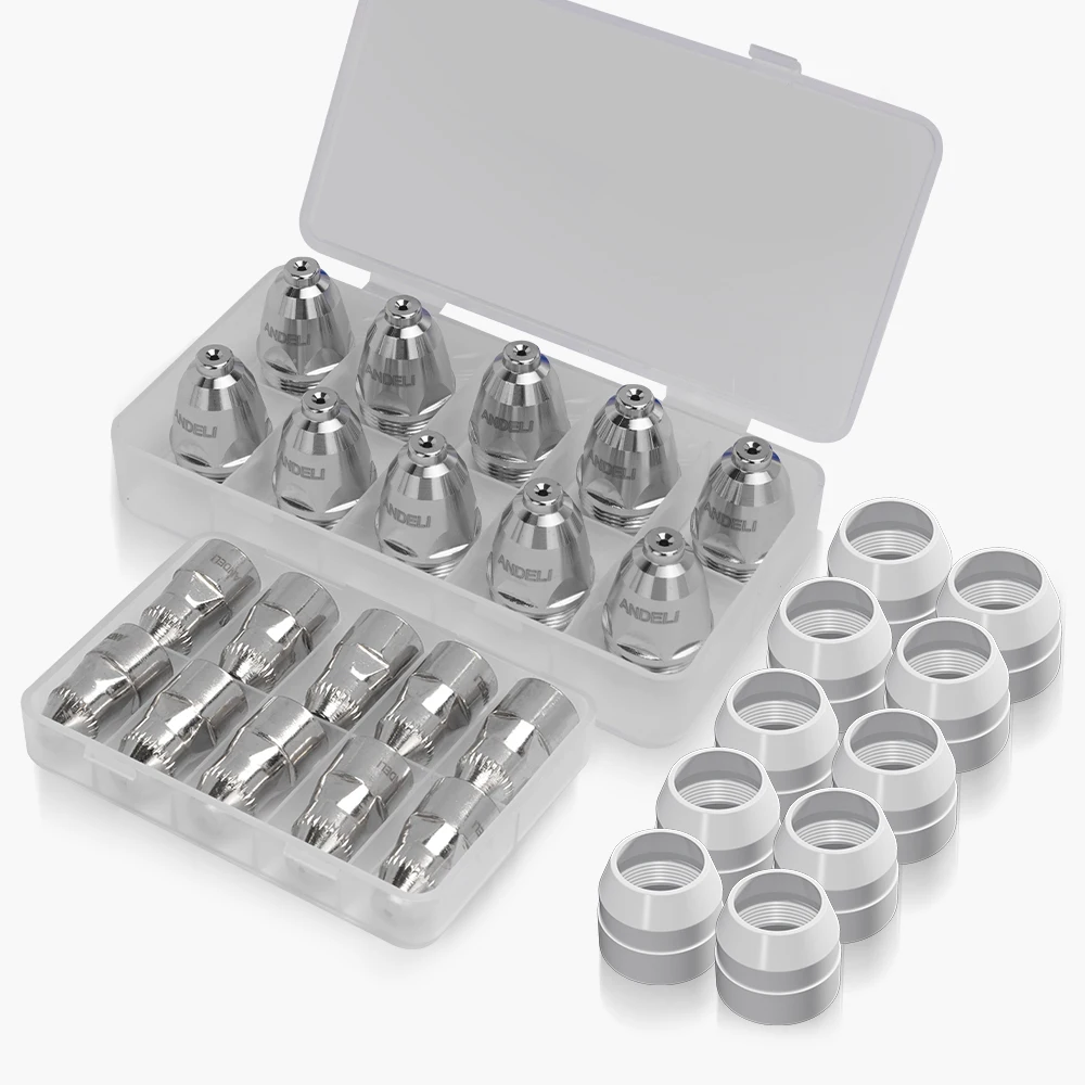 Andeli 30 peças acessórios para tocha de corte de plasma eletrodo bico escudo copo kits consumíveis de plasma p80 tocha de plasma