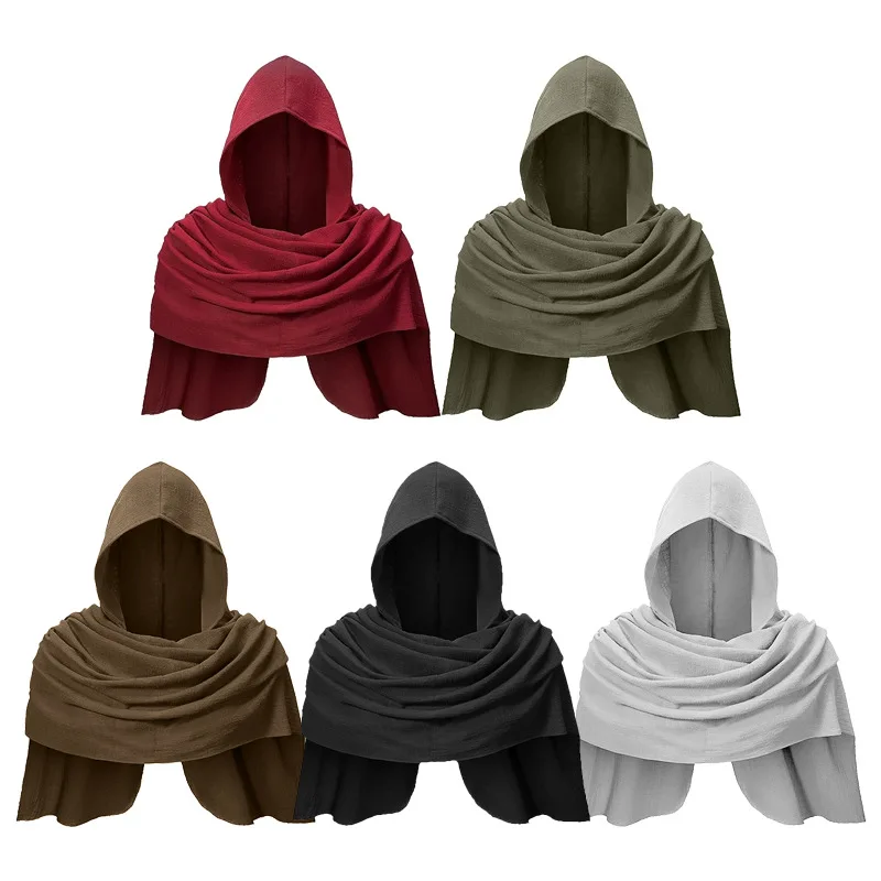 Medieval Hood Cloak Vintage Pirate Scarf Cosplay Costume Halloween Carnival Party Outfits