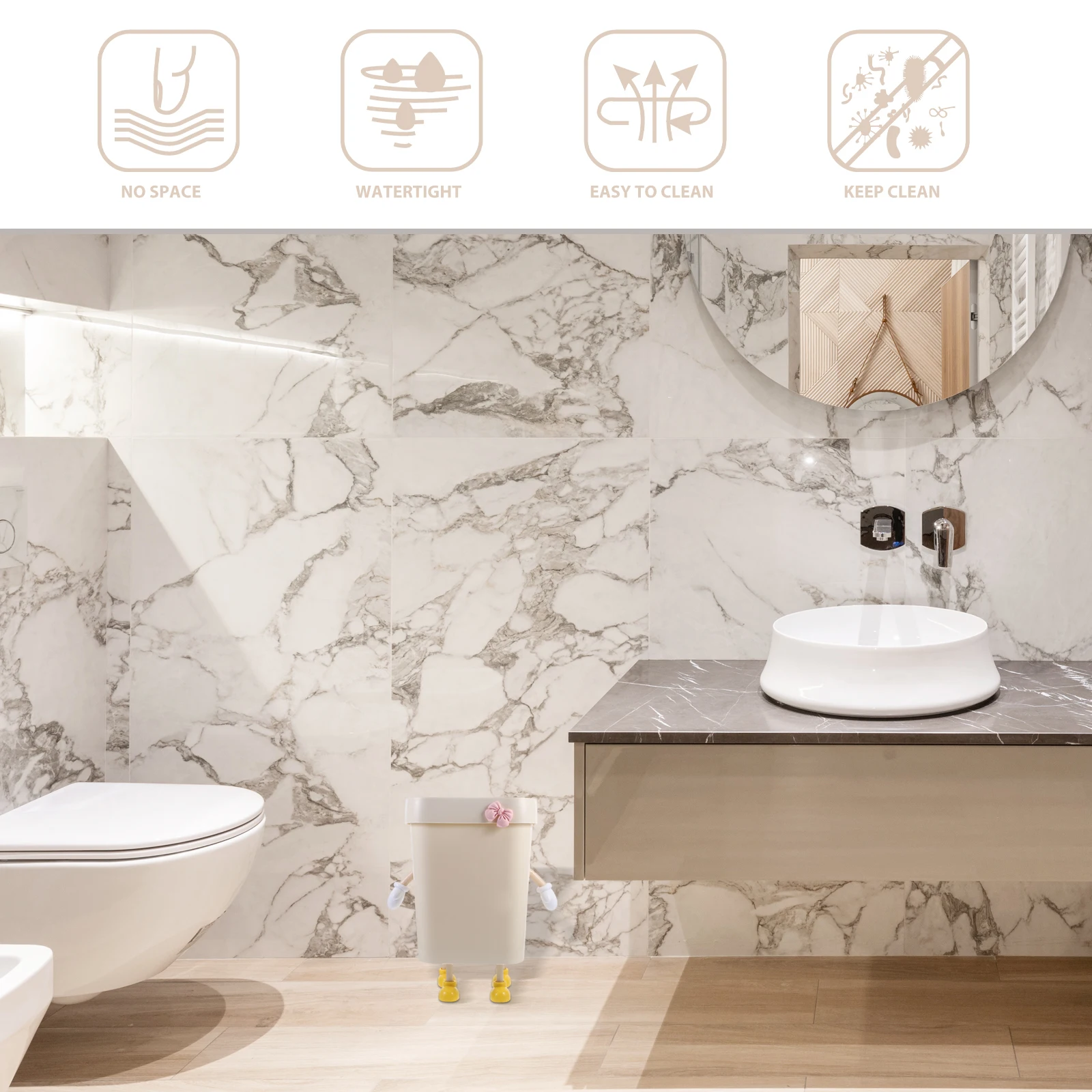 

Large Capacity Plastic Wastebasket Non Slip Trash Can for Bedroom Office Bathroom Home Desktop Storage Container