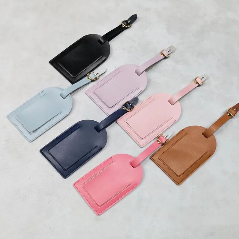 Leather Luggage Tag Set of 2 with Knife Template Easy Operation Convenient Durable view 5