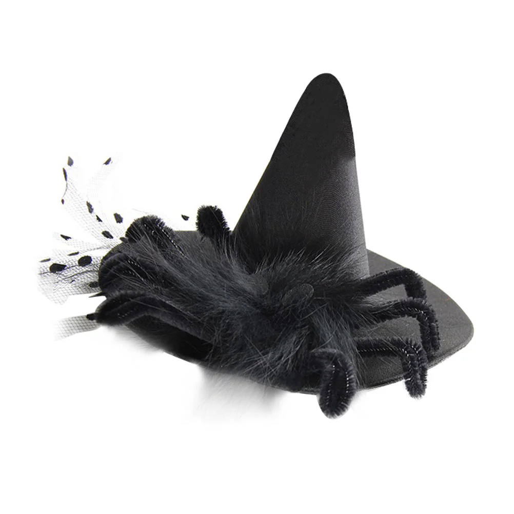 

Wizard Hat Head Decor Gauze Hair Clips Decorate Halloween Party Headdress Accessory Female Plush Flower Witch Goth Accessories