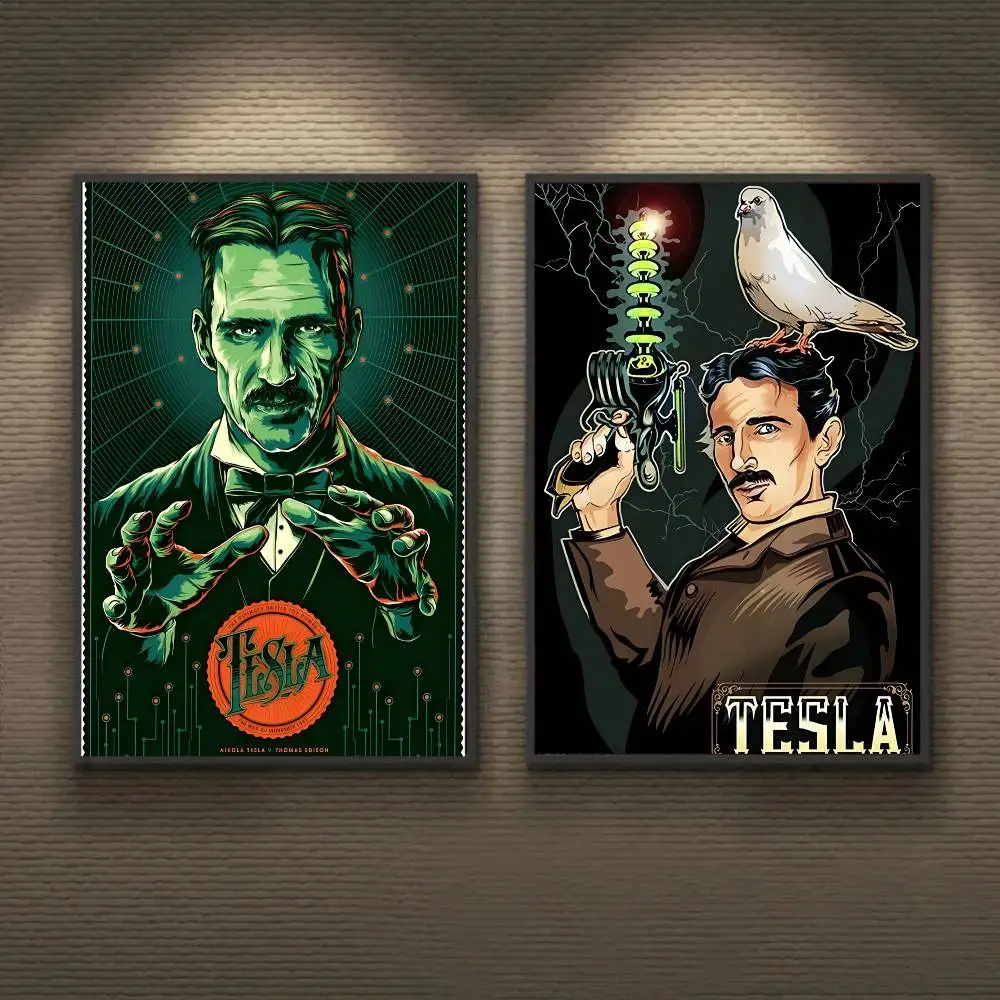 العالم الشهير الناس نيكولا تسلا-T المشارك قماش اللوحة المشارك مع يطبع غرفة نوم المنزل غرفة المعيشة الديكور هدية
