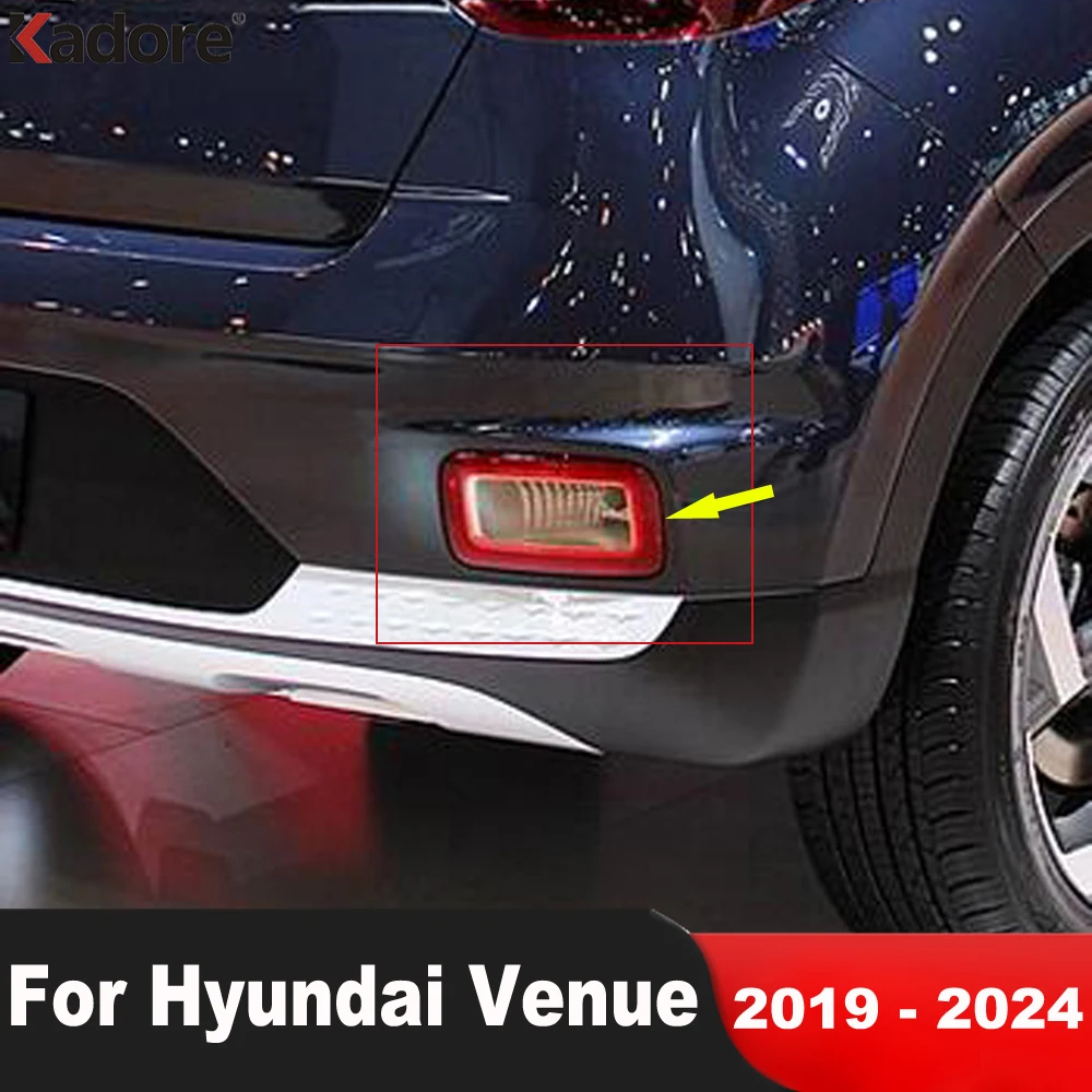 For Hyundai Venue 2019 2020 2021 2022 2023 2024 Carbon Fiber Car Rear Fog Light Lamp Cover Trim Foglight Bezel Trims Accessories