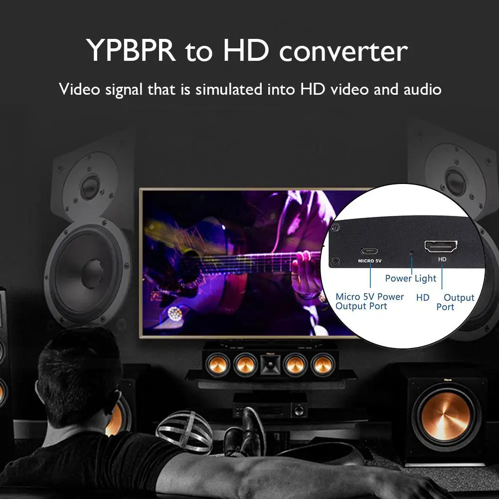 Konwerter zgodny z YPBPR na HDMI + R/L 1080P RGB komponentowy Adapter Audio wideo Splitter do cyfrowego projektora DVD Monitor HDTV