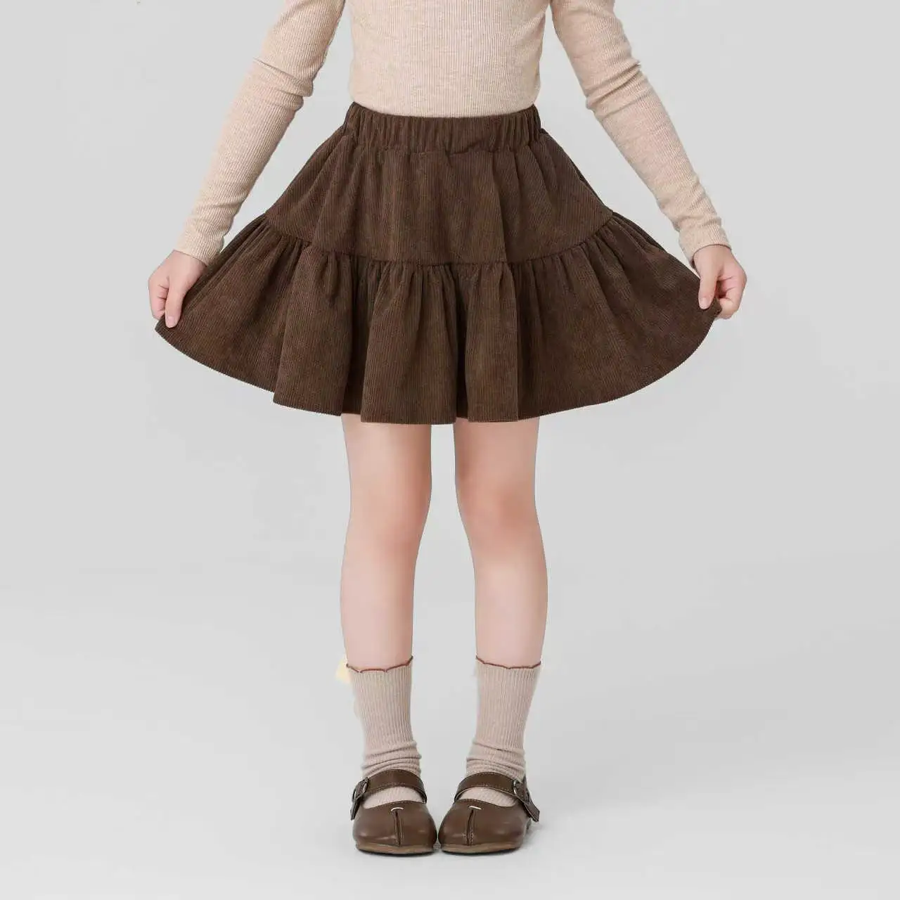 

Тяжелый зимний наряд для рождественской вечеринки, осенняя красная вельветовая юбка для девочек, шерстяной дизайн принцессы