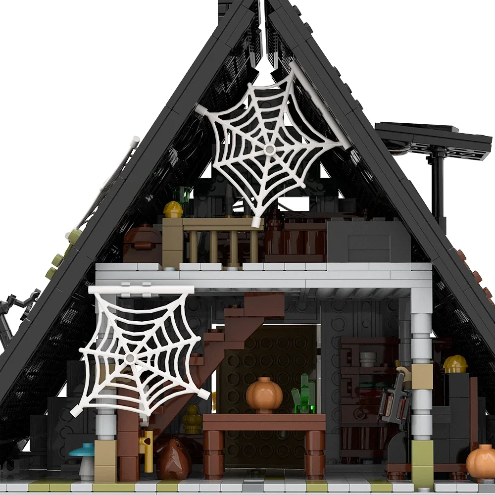 Gobricks MOC-casa de bloques de construcción de bruja de terror para Halloween, casa en forma de A, Jack Skellingtons, casa de ladrillos, modelo, juguetes para niños, regalos