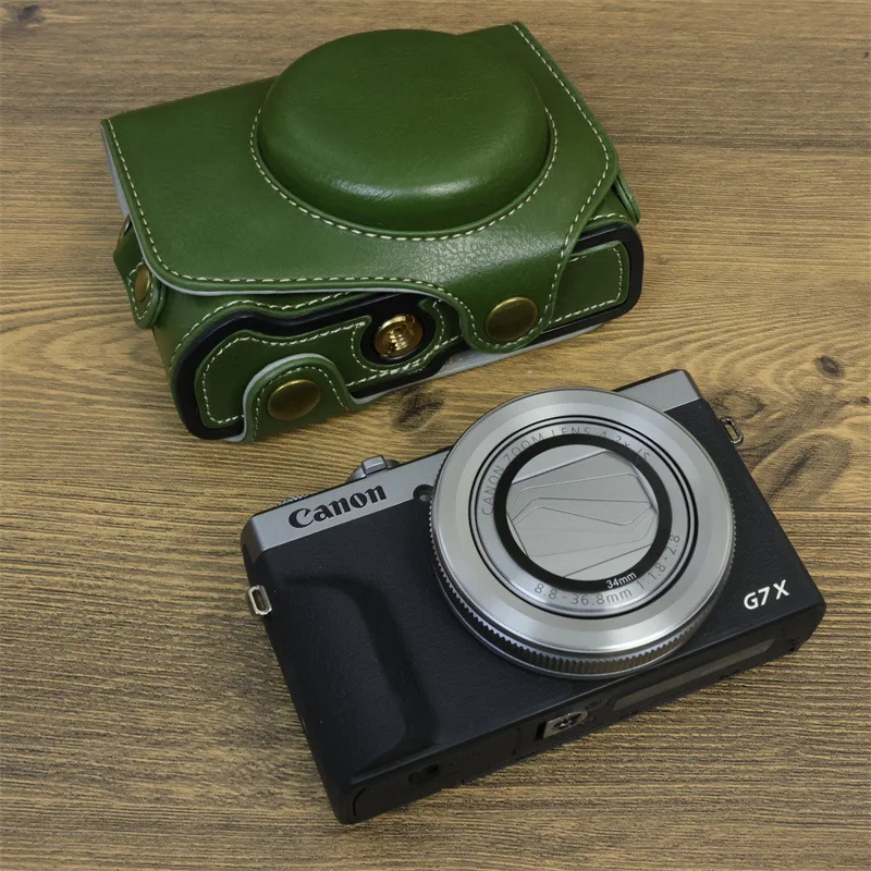 Camera Bag PU Leather Case Full Body Protector for Canon G7X Mark II III G7XII G7XIII G7X2 G7X3 Protective Cover with Strap