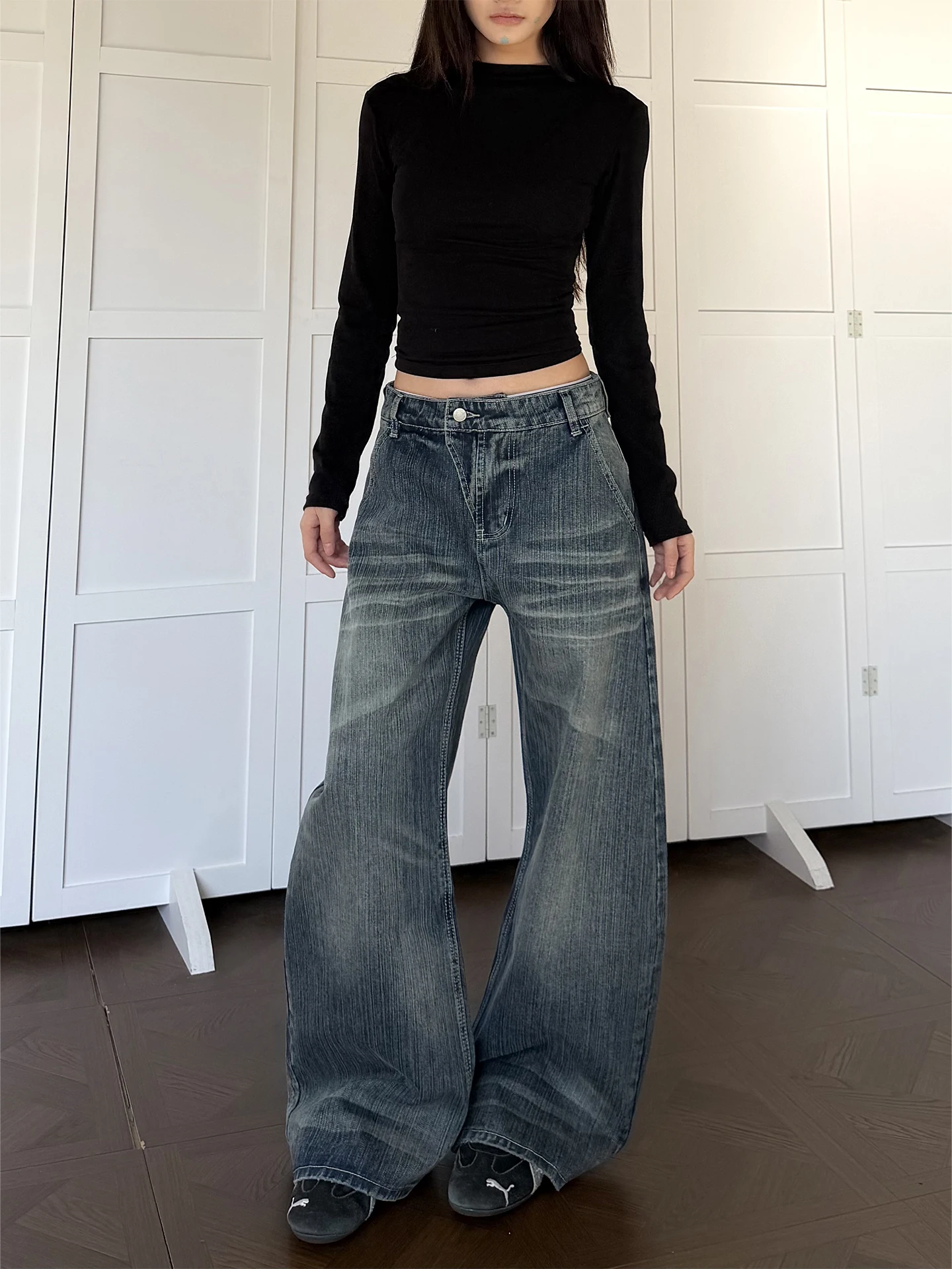 

Джинсы Don Cry Wide Leg Denim унисекс, винтажные, с дизайном «сабля», повседневные, хлопковые, удобные, на все сезоны