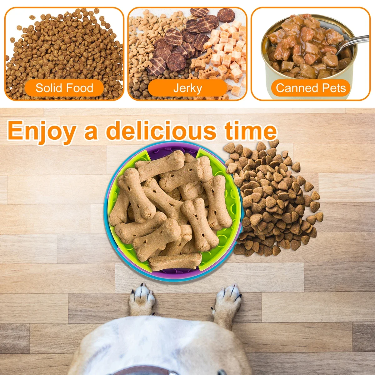 Pet Slow Food Bowl Dog 3-Layers Interactive Game Food Puzzle Feeder Choke-proof Non-slip Feeder Bowl for Small/Medium/Larger Dog