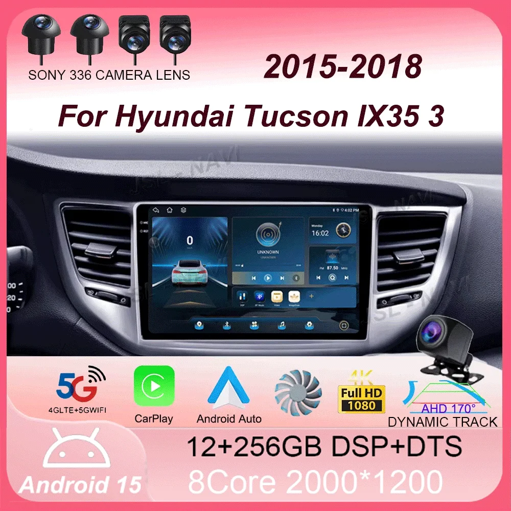 

Android 15 Carplay Auto Car Radio For Hyundai Tucson IX35 3 2015 2016 2017 2018 Multimedia Video Player Navigation GPS Head Unit
