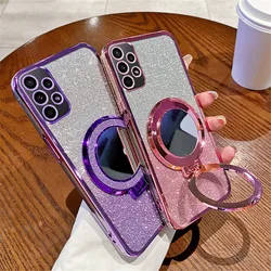 Gradient Glitter Mirror Ring Stand Phone Case For Samsung A52 A32 A22 A12 A72 A71 A51 A31 A21S A50 A20 A30 Magnetic Holder Cover