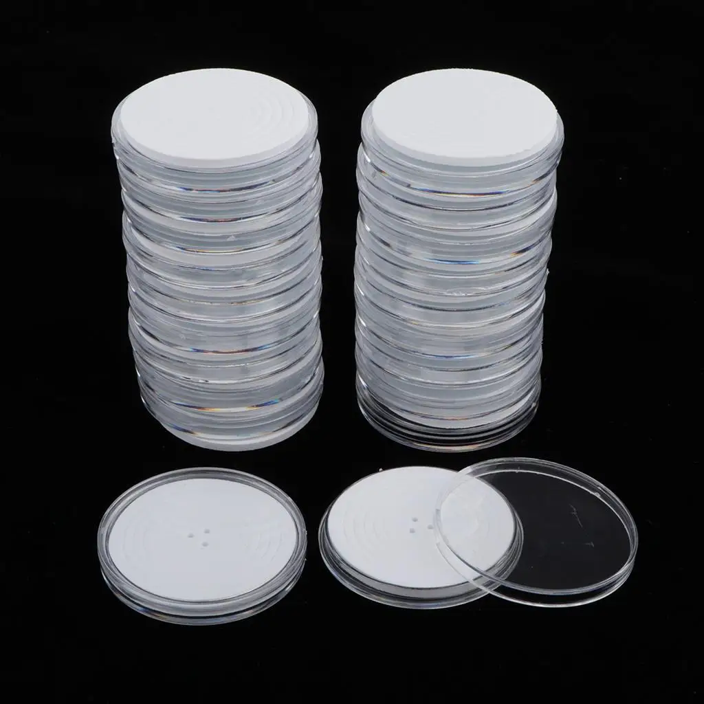 Collecting Coins Boxes 46mm Holder Clear Plastic Case with Foam Pads for Coin Collectors and Storage