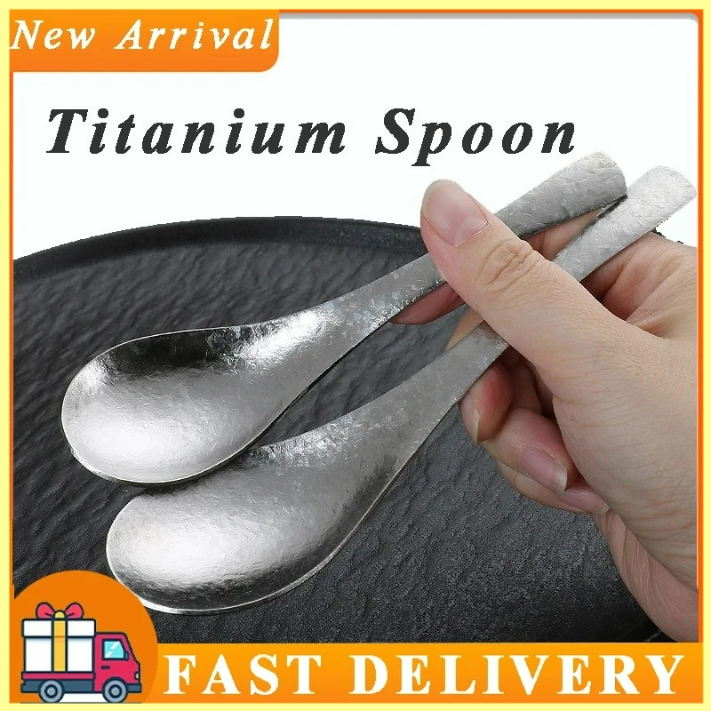 

Ложка из чистого титана, детская ложка для прикоррма, антибактериальная ложка для риса, ковш для супа из водорослей в корейском стиле, кухонная посуда